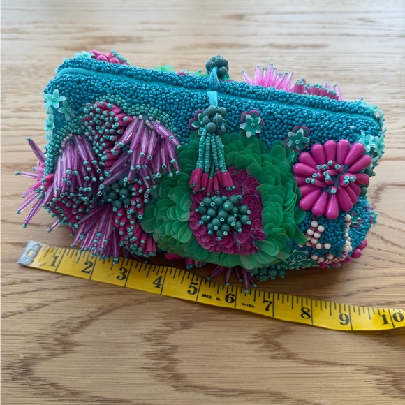 Zara coral Vibrant Beaded Clutch - Picture 9 of 11